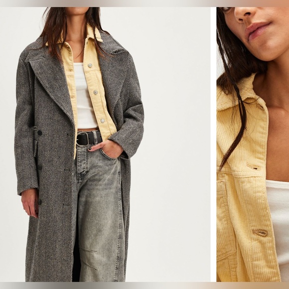 NWT Free People We The Free Opal Swing Cord Jacket - pear sorbet yellow - medium - Picture 5 of 11